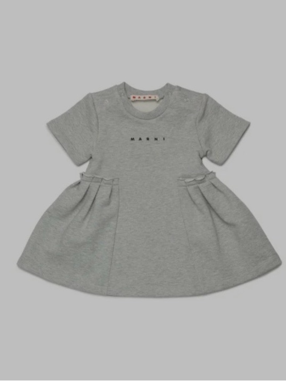 Marni Light Grey Pleated Short Sleeve Dress